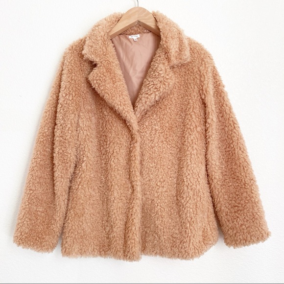 En Creme Chenille Blush Nude Fluffy Jacket Coat - Picture 2 of 7